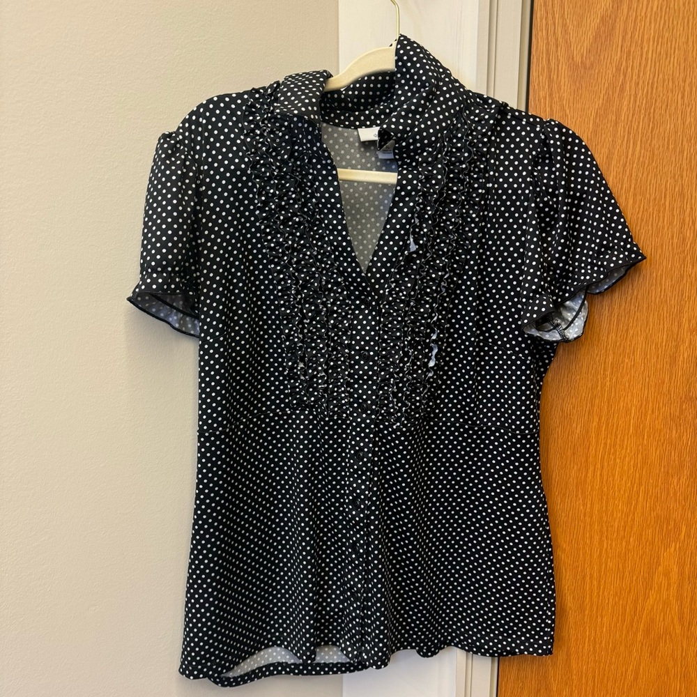 Polk dot ruffle blouse
